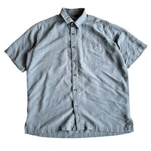 REI Modal Blend Shirt Mens Grey Short Sleeve Button Down Medium‎